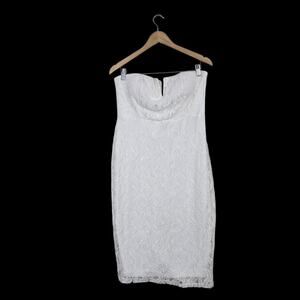 Brat Star Strapless Dress XL Ivory Lace Sheath Midi Fairycore Romantic Bridal